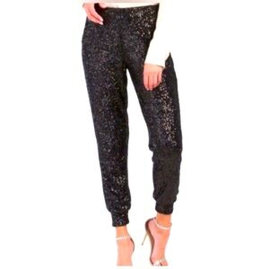 Cable & Gauge Sequin Jogger Pants Pull On Size L Womens NWT